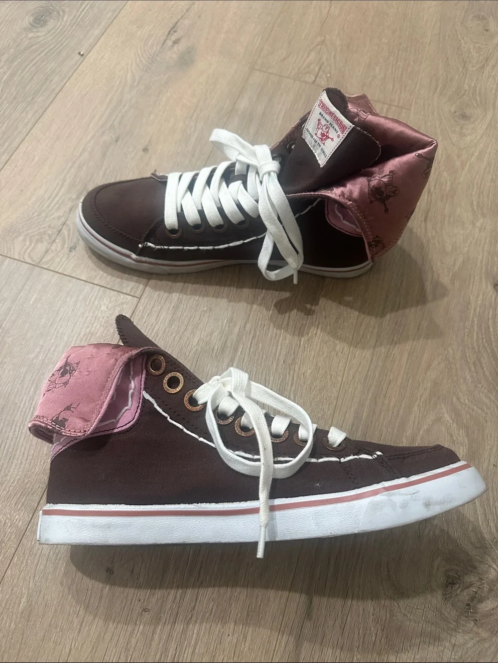 True Religion Pink Metallic High-Top Sneakers
